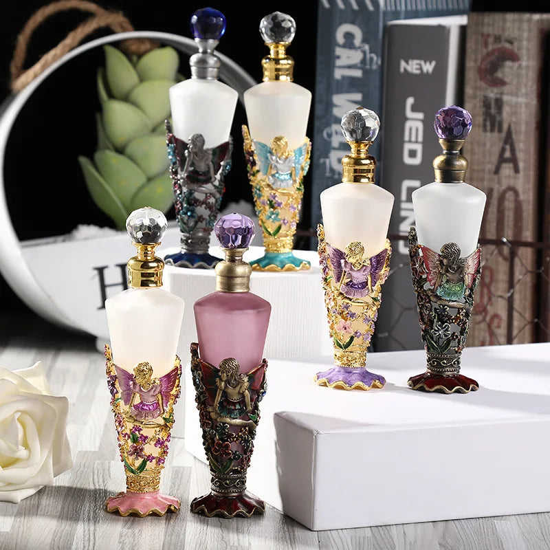 25ml Vintage Essential Oil Dropper Stick Bottle Middle East Style Mental Engrave Refillable Perfume Container Delicate Dispenser - LKBA