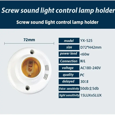 E27 Screw Lamp Base Sound Voice Control Delay Switch Light Socket Adapter AC180-240V Lighting Accessories LED Bulb Holder - LKBA