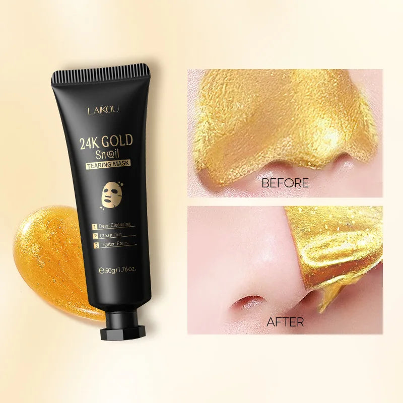 LAIKOU 24K Gold Sakura Peeling Face Mask Anti Wrinkle Whitening Blackhead Removal Facial Tear Off Mask Skin Care Products - LKBA