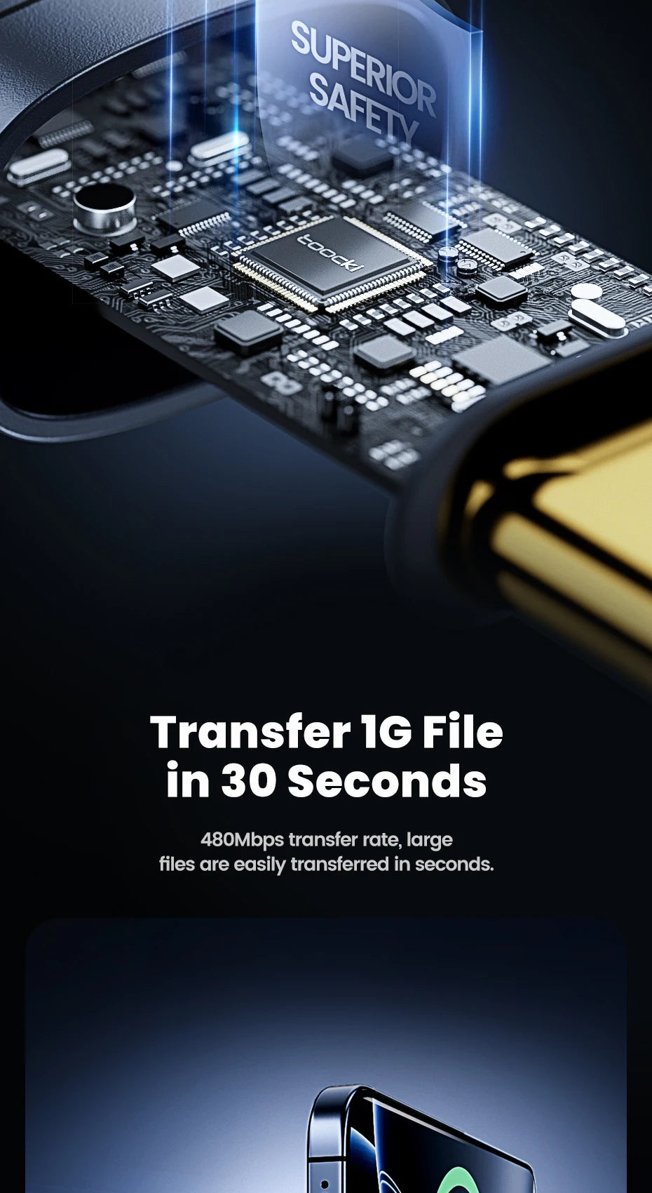 Toocki 240W Type C to Type C Cable PD3.1 Digital Display 100W Fast Charging USB C Cable for Macbook iPhone 16 15 Samsung Xiaomi - LKBA