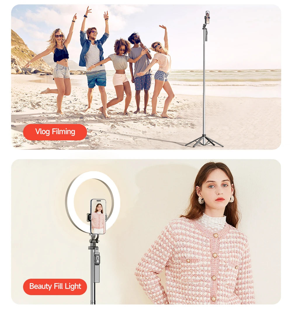 TOKQI Extendable Tripod with Bluetooth Remote,1/4'' Screw,Phone Holder,72inch Monopod for Smartphone Camera Projector brackets - LKBA