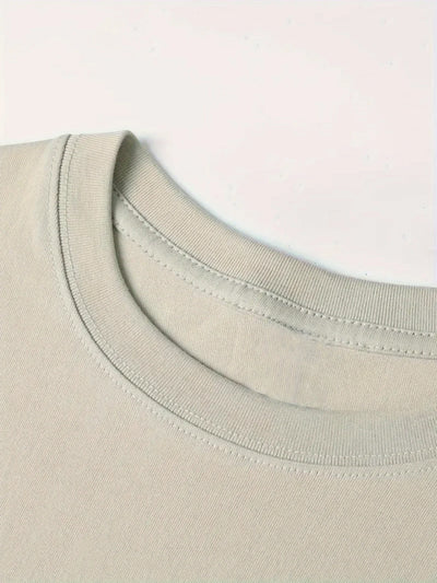 Men's summer 100% pure cotton fashionable casual sports loose Calvin pattern printed round neck short sleeved T-shirt top - LKBA