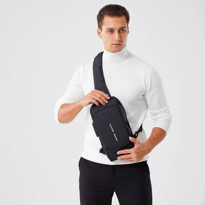 New Brand Designer Men Crossbody Bag PU Leather Classic Anti-Theft Shoulder Bag Chest Bag Multifunctional for Men - LKBA
