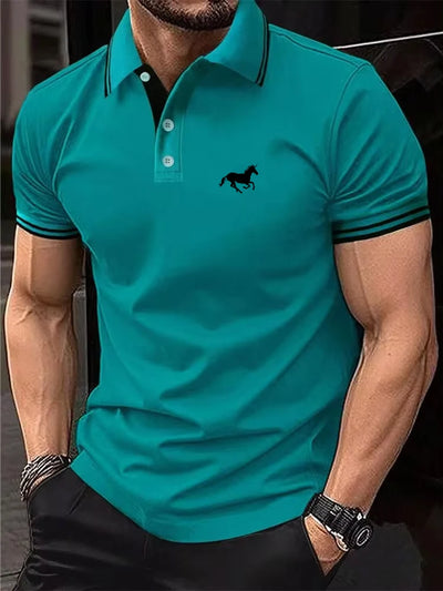 New Men's T-shirt Classic Short sleeved Polo Shirt Summer Top Casual T-shirt Button Lapel Super Large S-3XL Casual Polo Shirt - LKBA