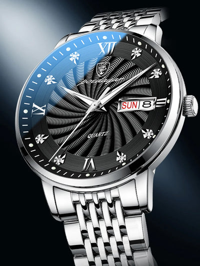 POEDAGAR Luxury Brand Man Watch Waterproof Luminous Date Week Men's Quartz Wristwatch Stainless Steel Fashion Sports Men Watches - LKBA