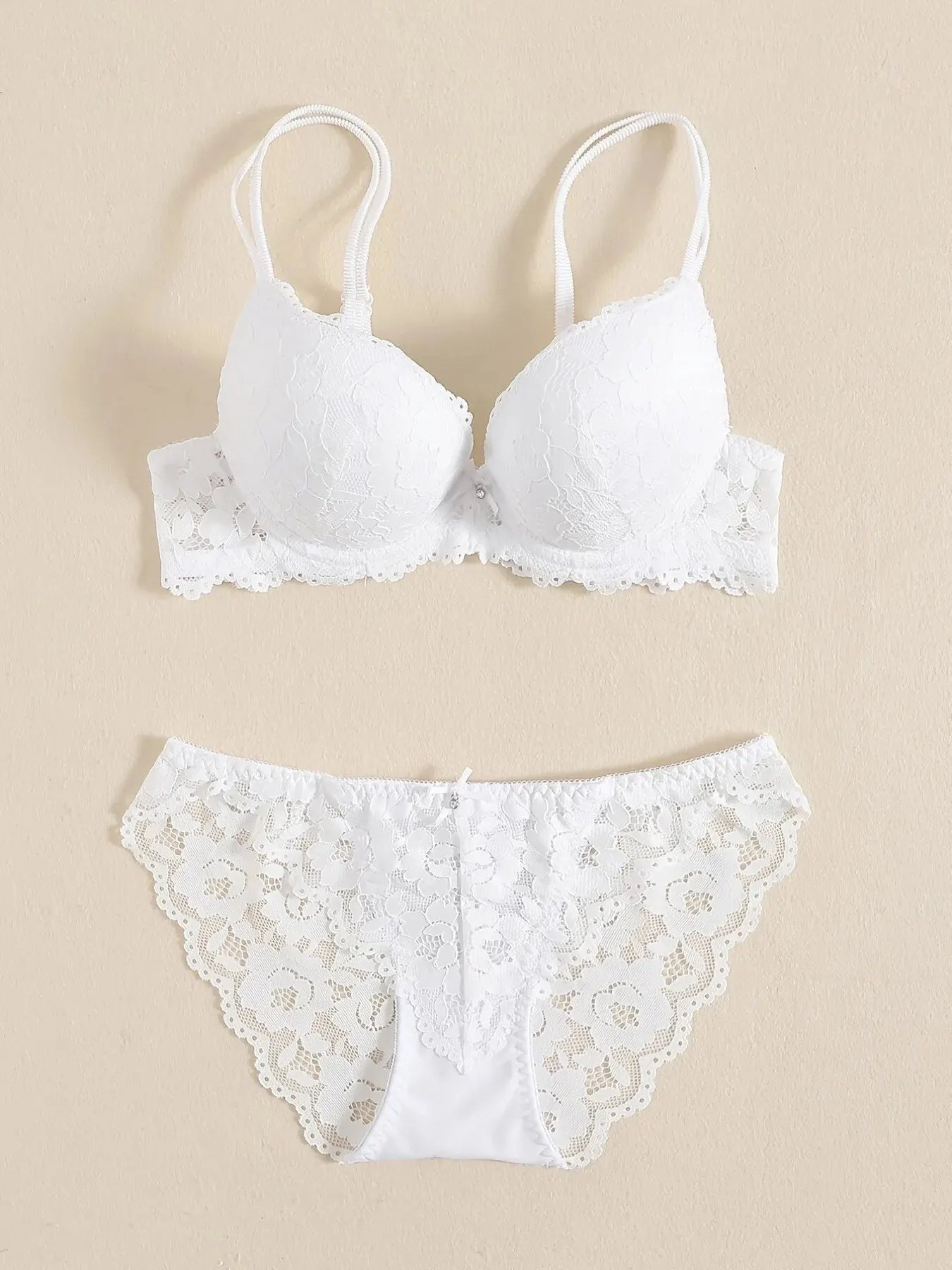 1 Set Elegant Lace Embroidery Breathable Fabric Lingerie Set Push-Up Bra Drop Waist Sheer Panty - Ultimate Valentine's Day