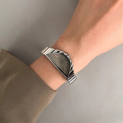 Women Watch Gold Half Moon Dial Medium Antique Fashion Niche Unique Design Ladies Quartz Watch - LKBA