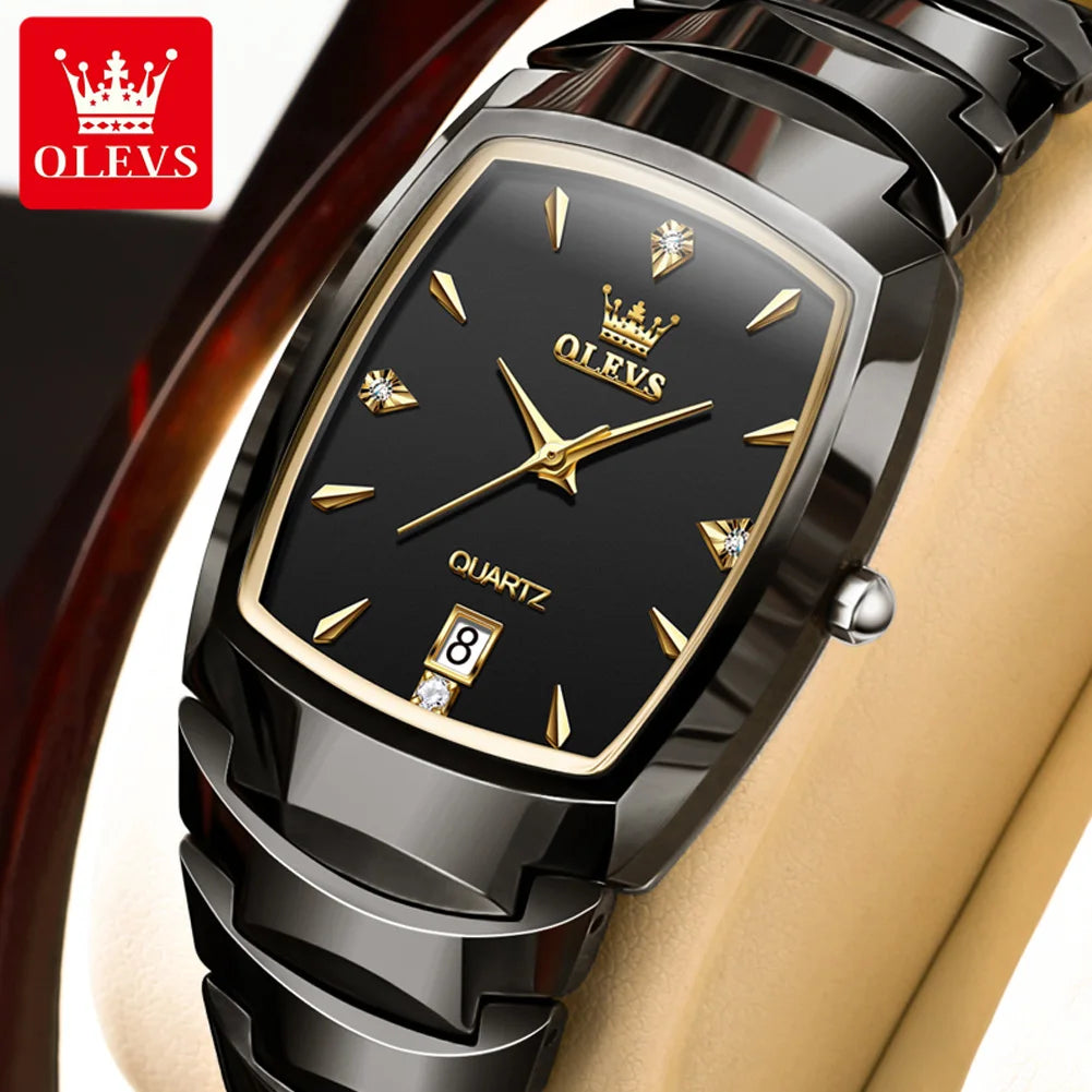 OLEVS 7006 Certified Brand Elegant Luxurious Women's Watches waterproof Tungsten Steel strip Quartz Watch for Lady Tonneau Watch - LKBA