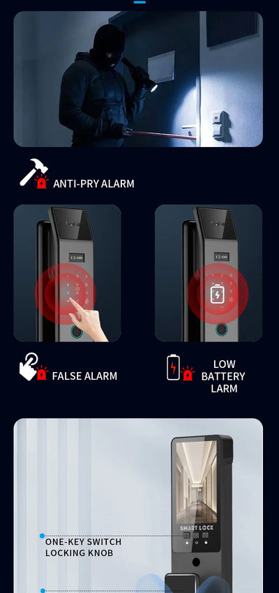Tuya APP Smart Life APP Control Voice Intercom Smart Lock 3D Face Recognition Fingerprint Password Smart Door Lock With Camera - LKBA