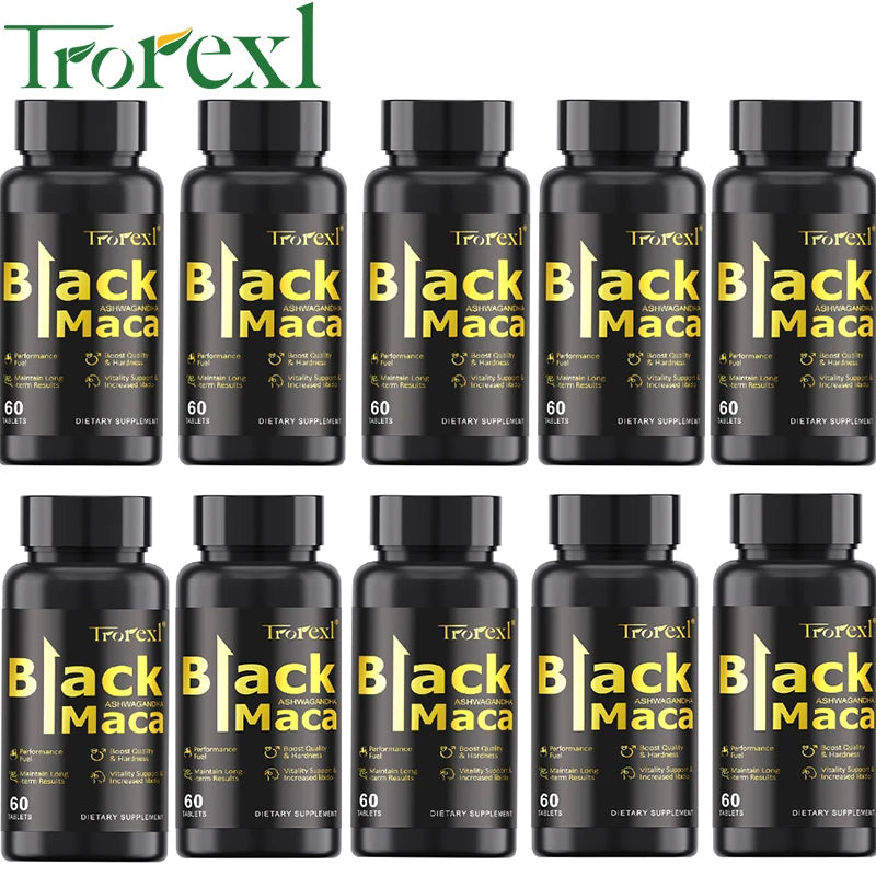 Organic Black Maca Pills 60 Tablets Men Enhancing Supplement Improve Size Endurance Promotes Healthy Energy - LKBA