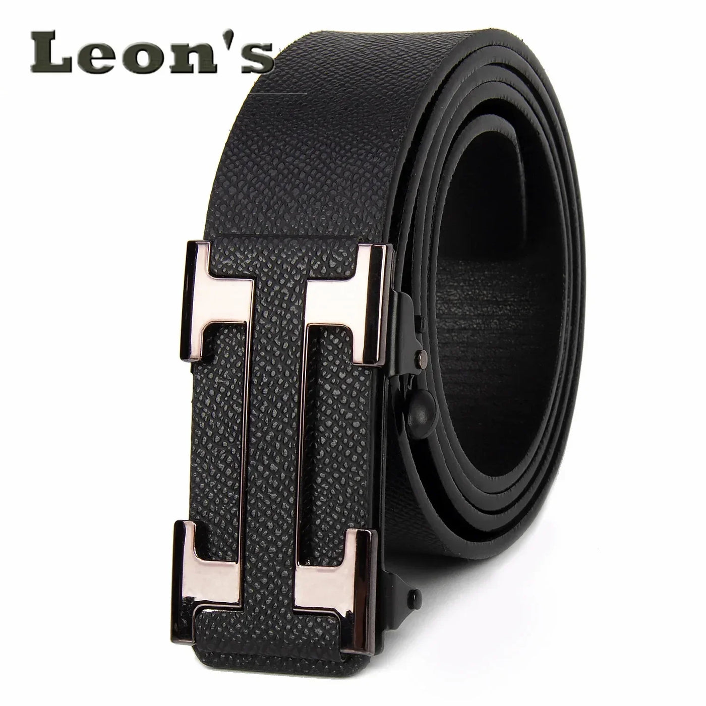 Men Business Belts Famous Brand Durable Leather Belt Dark Color - LKBA