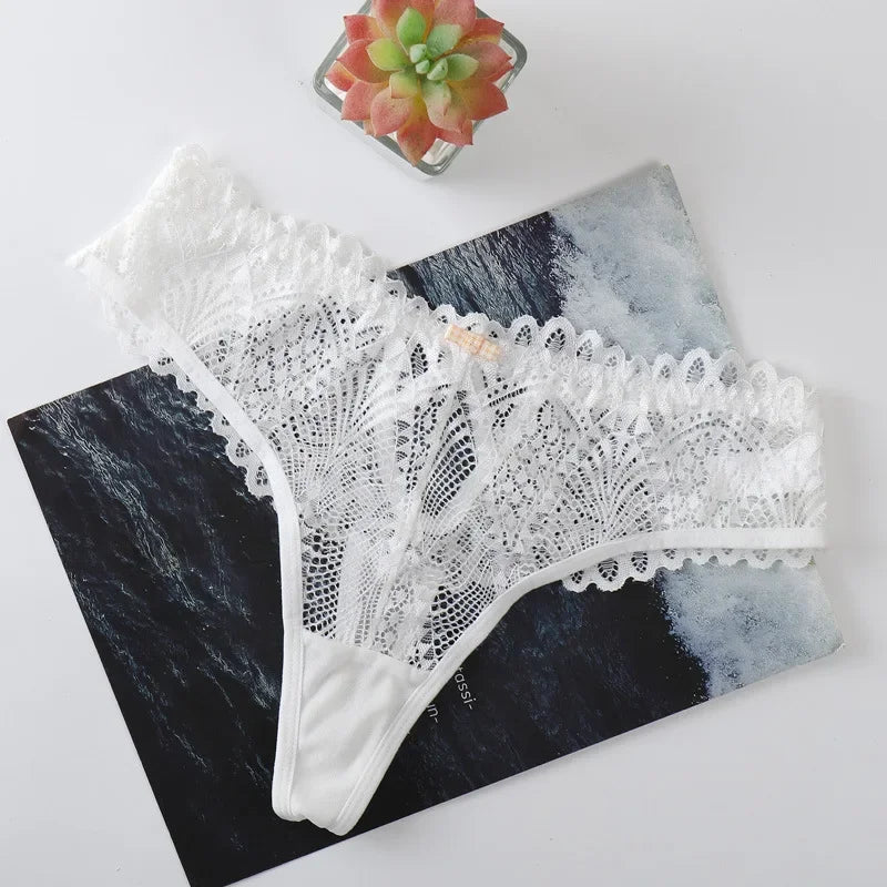 1/2 PCS Women's Lace Thongs Lingerie Intimates Woman T-back Soft T-panties Designed Tangas Mujer Sexy String Panties Thongs Sexy - LKBA