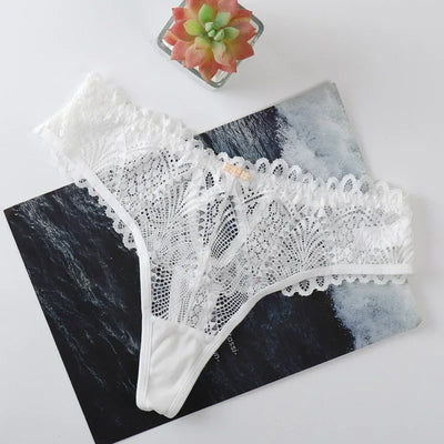 1/2 PCS Women's Lace Thongs Lingerie Intimates Woman T-back Soft T-panties Designed Tangas Mujer Sexy String Panties Thongs Sexy - LKBA