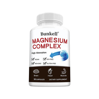 Triple Magnesium Complex - Improve Sleep Quality, Increase Energy, Boost Digestive System, and Improve Immunity, 120 Capsules - LKBA