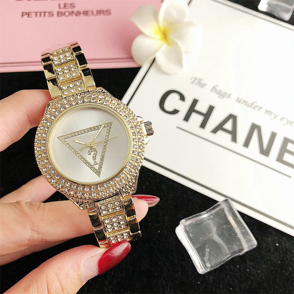 Alloy Steel Bar Inlaid Diamond Watch, Japanese Movement Watch, Fashionable Waterproof Watch, Quartz Watch, Korean Version Fashio - LKBA