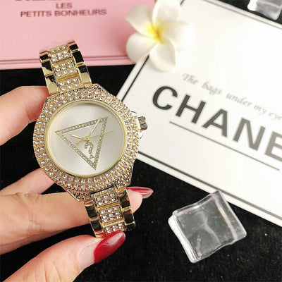 Alloy Steel Bar Inlaid Diamond Watch, Japanese Movement Watch, Fashionable Waterproof Watch, Quartz Watch, Korean Version Fashio - LKBA