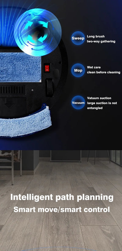 Intelligent Sweeping Robot Large Water Tank Mobile App Remote Control Planning And Cleaning Line Low Noise 2000 Pa Large Suction - LKBA