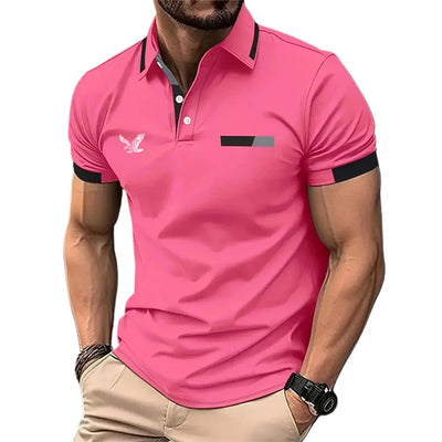 Men's Golf Shirt Golf Polo Work Casual Lapel Short Sleeve Basic Modern Color Block Patchwork Spring & Summer Regular Fit - LKBA