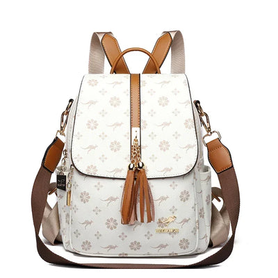 Ladies Backpack Designer High Quality Leather Women Bag Luxury Fashion Printing Tassel School Bags Large Capacity Backpacks Sac