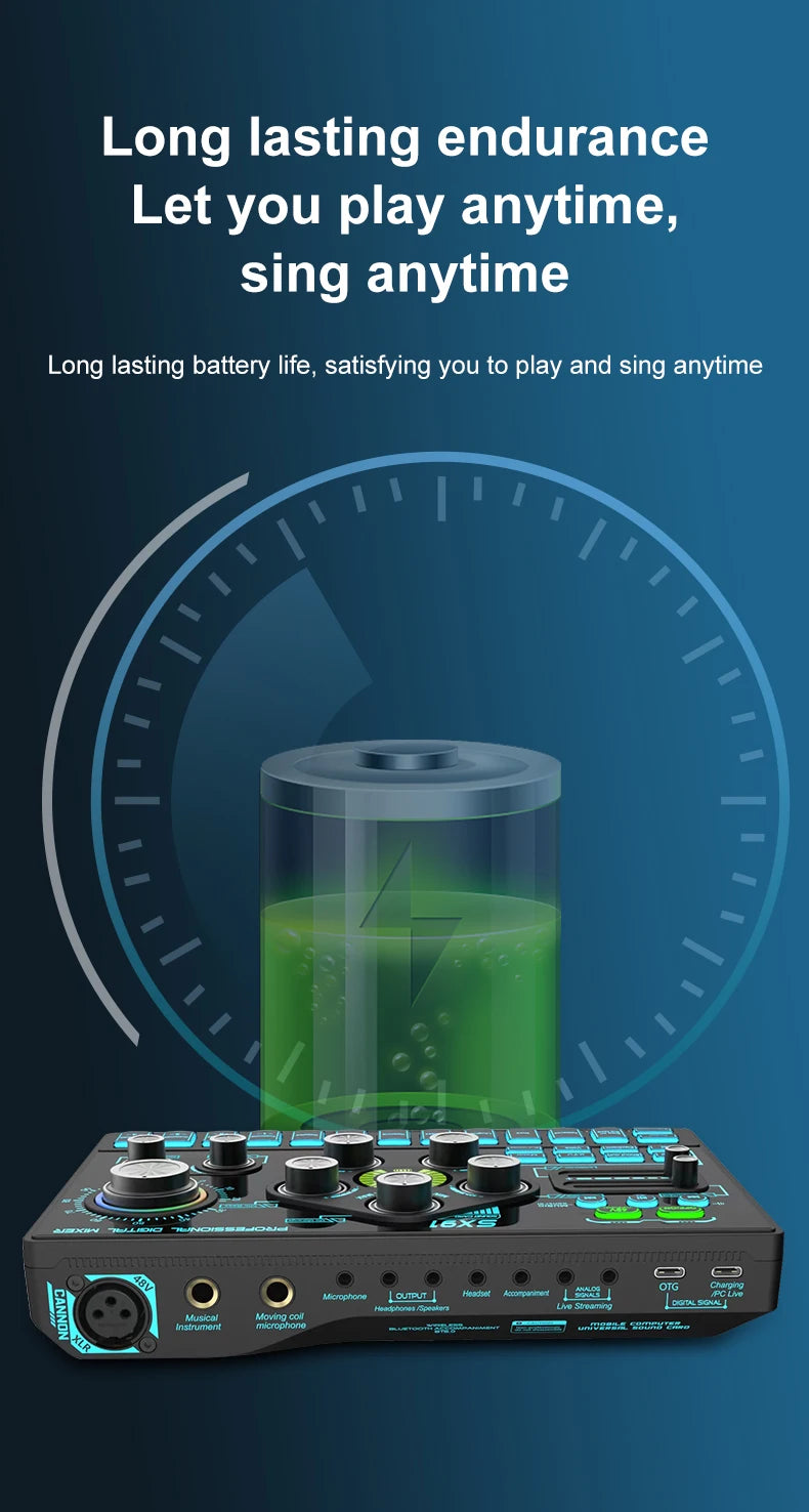 Audio Mixer with Voice changer, Podcast Mixer, Sound Card for Phone Gaming Karaoke Studio Live Streaming Podcast - LKBA