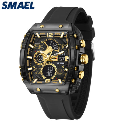 SMAEL Brand 8109 New electronic watch fashion square dual display waterproof luminous Multi-color For Men - LKBA