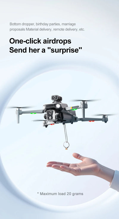 New K19 Max Drone 4.5-Inch Large Screen 360° Obstacle Avoidance GPS Positioning Optical Flow Positioning RC Airdrop Device - LKBA