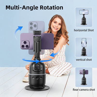 360°Auto Smart Face Tracking AI Gimbal Desktop Cell Phone Holder Tripod for Camera Vlog Live - LKBA