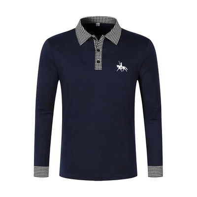 Spring and Autumn Men's Long Sleeve Polo Shirt Classic Business Office T-shirt Male Street Casual Fashion Solid Color Top