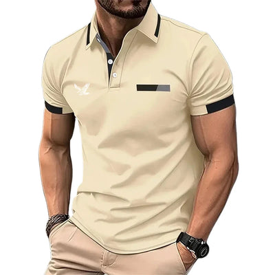 Men's Golf Shirt Golf Polo Work Casual Lapel Short Sleeve Basic Modern Color Block Patchwork Spring & Summer Regular Fit - LKBA