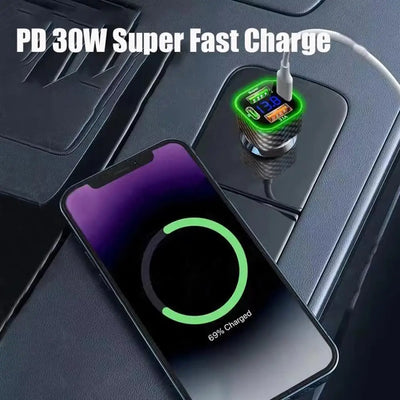 380W USB C Car Phone Charger Dual PD USB Charger With Voltage Display Super Fast Charge Adapter For IPhone Oppo - LKBA