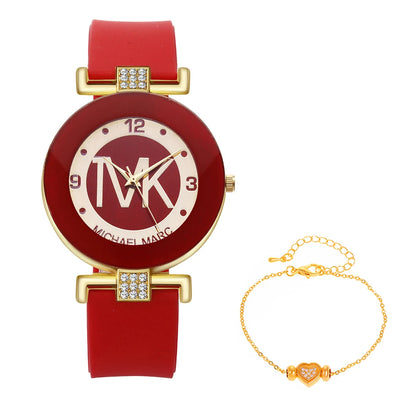 Fashion TVK Brand Women's Watch Simple Luxury Rhinestone Watch for Women Quartz Watch Casual Silicone Strap Ladies Clock - LKBA