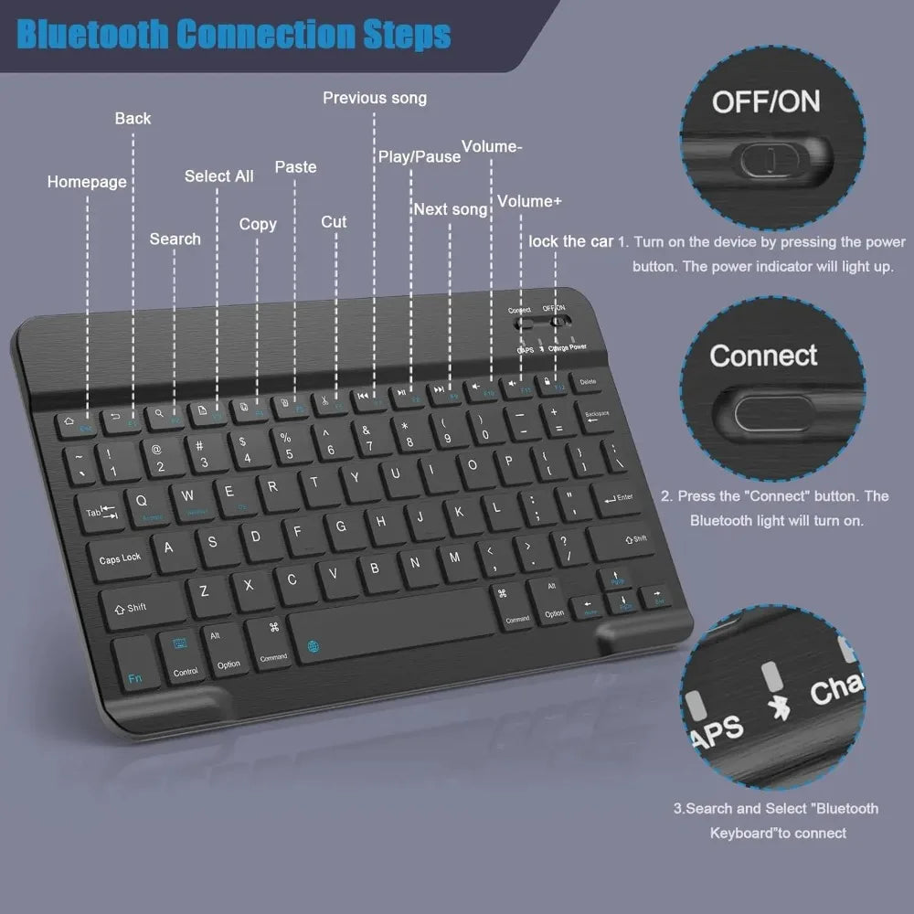 Bluetooth Keyboard for iPad 10th Generation iPad Pro 13 12 11 10 9 8 7 Inch iPad Air 13 11th iPad Mini, Tablets - LKBA