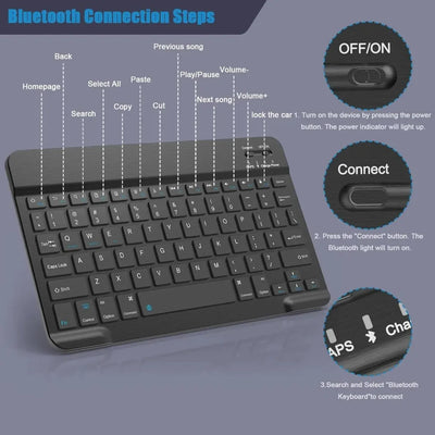 Bluetooth Keyboard for iPad 10th Generation iPad Pro 13 12 11 10 9 8 7 Inch iPad Air 13 11th iPad Mini, Tablets - LKBA