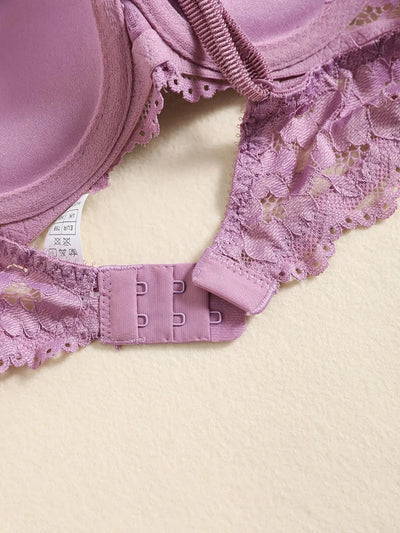 1 Set Elegant Lace Embroidery Breathable Fabric Lingerie Set Push-Up Bra Drop Waist Sheer Panty - Ultimate Valentine's Day