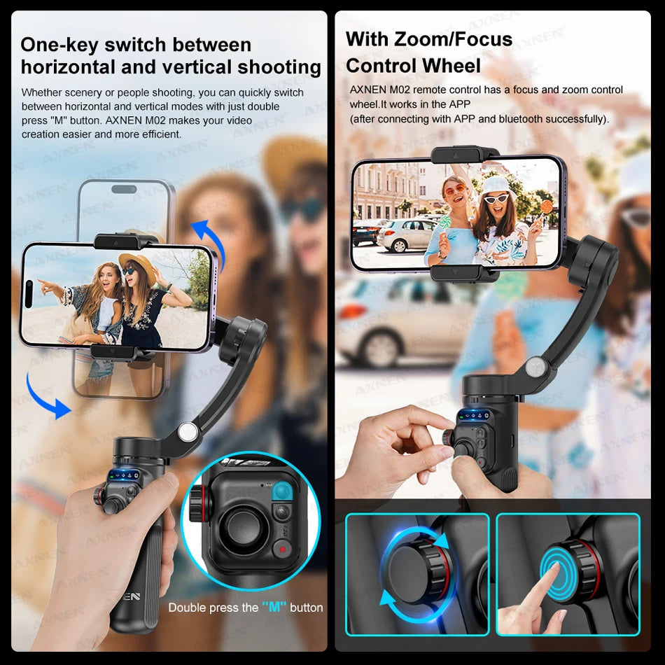 M02 Gimbal Smartphone Stabilizer 3-Axis Anti-shake Video Record Handheld Selfie Gimbals - LKBA