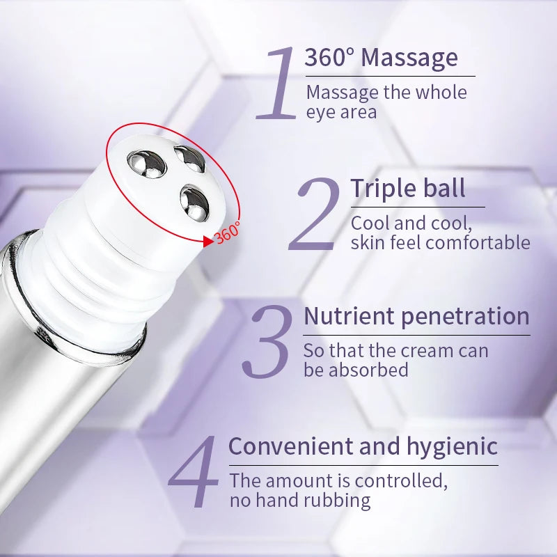 Anti-Wrinkle Anti Dark Circle Eye Cream Roller Massager Moisturizing Eye Bags Anti-Aging Hyaluronic Acid Eye Skin Care - LKBA