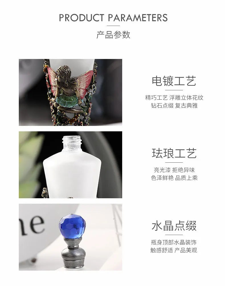 25ml Vintage Essential Oil Dropper Stick Bottle Middle East Style Mental Engrave Refillable Perfume Container Delicate Dispenser - LKBA