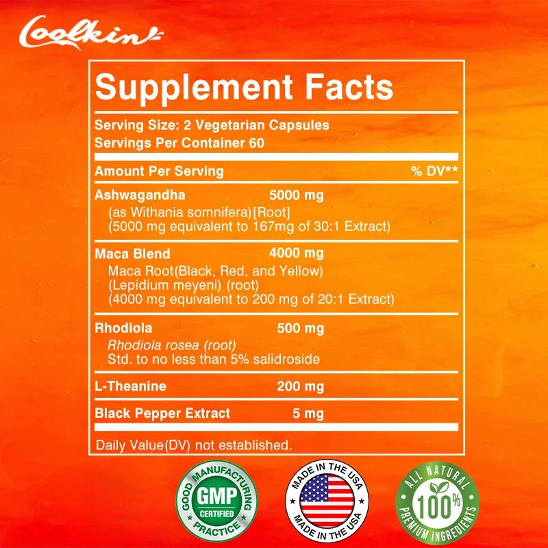 Male Supplement with Ashwagandha and Maca To support Male Libido and Promote Healthy Capsules - LKBA