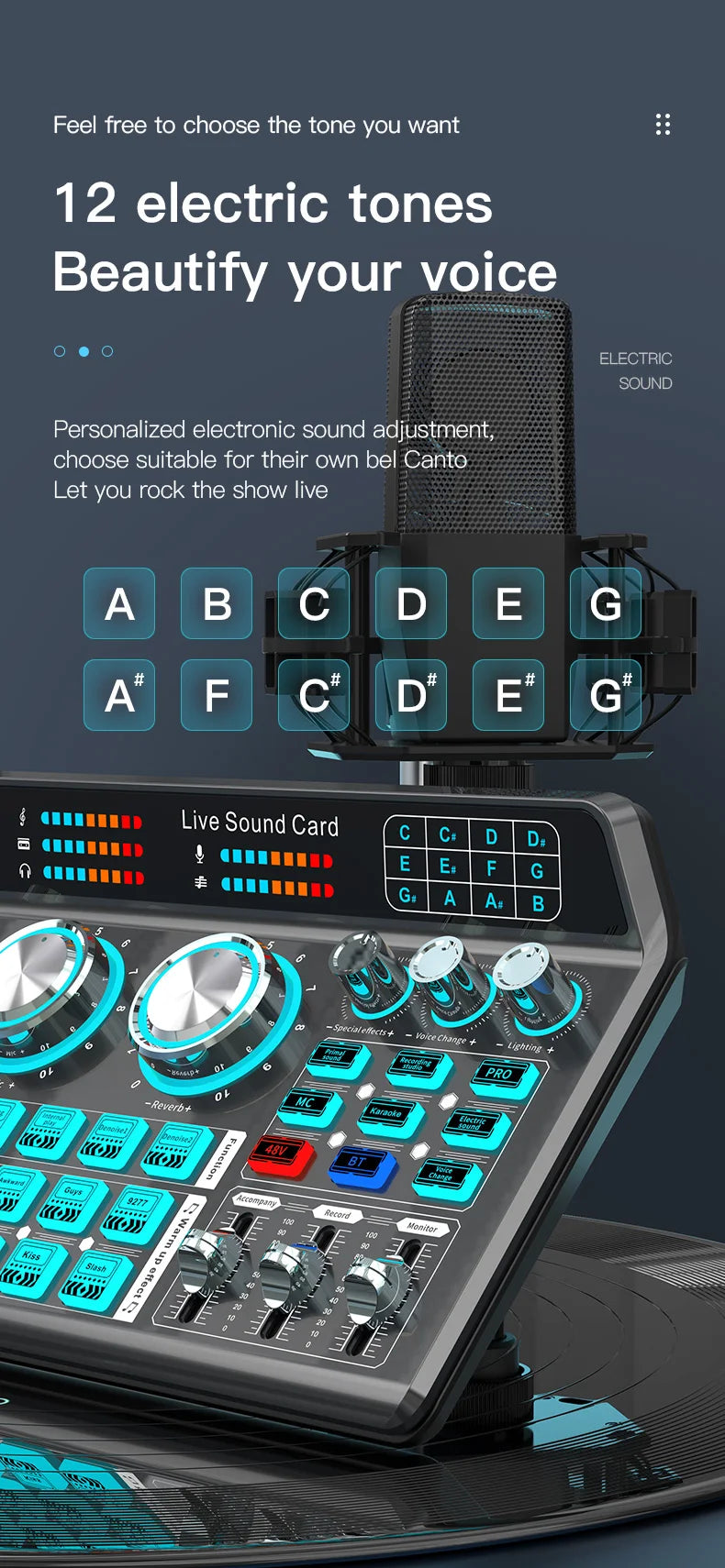 Live Sound Card for Mobile & Computer Universal Recording Mic Head Dedicated for Singing and Live Streaming - LKBA