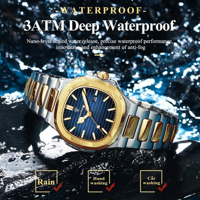 POEDAGAR Luxury Square Watch for Woman Waterproof Luminous Date Ladies Watch Stainless Steel Quartz Women's Watches Female Reloj - LKBA