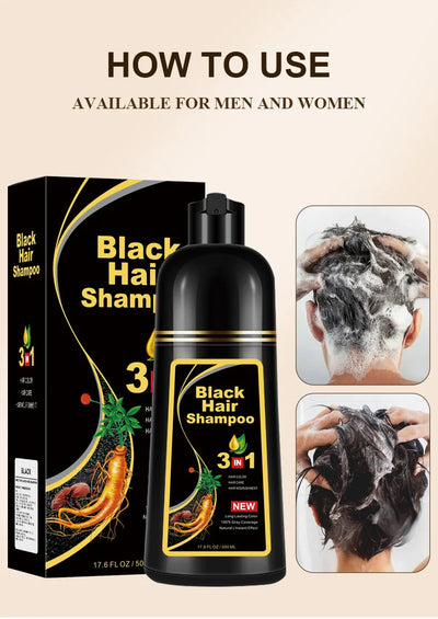 100ml/500ml Hair Dye Shampoo 3in1 Darkening Hairs Instant Gray To Black Polygonum Multiflorum Natural Coloing Cover Men Women - LKBA