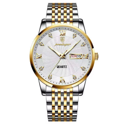 POEDAGAR Luxury Brand Man Watch Waterproof Luminous Date Week Men's Quartz Wristwatch Stainless Steel Fashion Sports Men Watches - LKBA