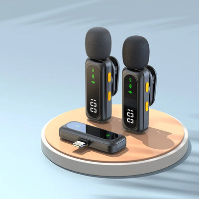 Professional Wireless Lavalier Microphone System with Intelligent Noise Cancellation for Vlog, Interviews - LKBA