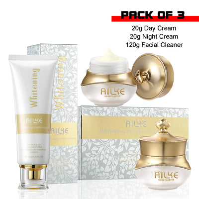 AILKE Whitening Anti-wrinkle Freckle Face Cream With Collagen Hyaluronic Acid Rose Skin Care Women Korean Facial Moisturizer Set - LKBA