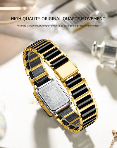 CHENXI 104A Couple's Quartz Watch Gold Black and White Ceramic Luxury Watch Men's and Women's Valentine's Day Gift Watch reloj - LKBA