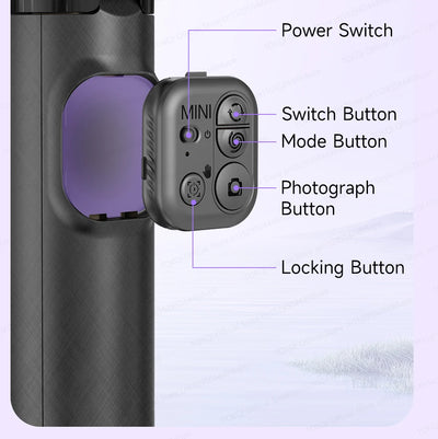 C22 AI Face Tracking Handheld Gimbal Stabilizer 360° Rotation Shoot Selfie Stick Tripod