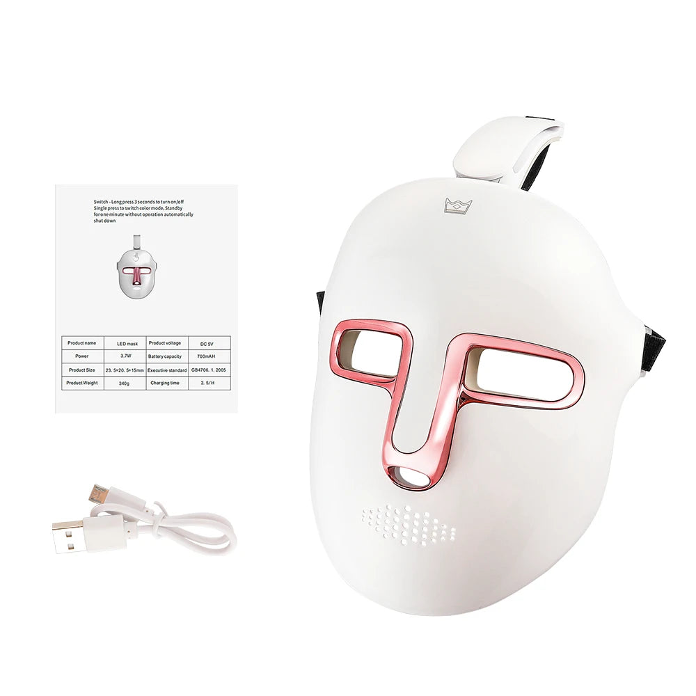 Wireless 7 Colors Face LED Mask Photon Facal Beauty Mask Skin Rejuvenation Anti Acne Repair Skin Tightening Anti Aging Skin Care - LKBA