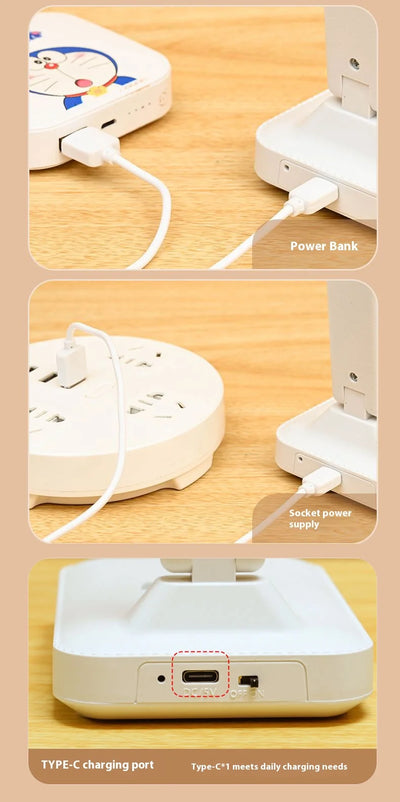 LED double-head desk lamp, 3-level dimmable touch night light, USB rechargeable, eye-protection, foldable bedside reading desk - LKBA