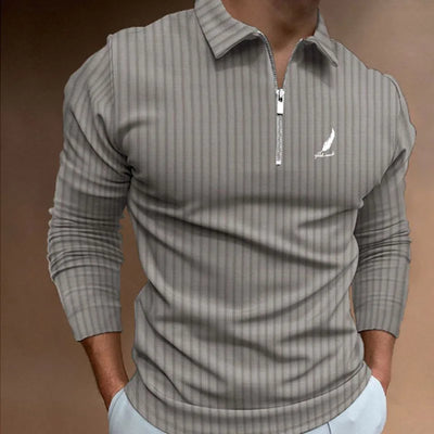 Sportswear Business Casual Men's Polo Shirt Long Sleeve Party Outdoor Office Fall & Winter Print Turndown Zipper Polyester - LKBA