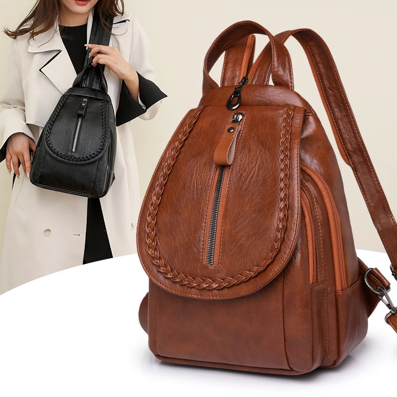 Soft leather shoulder bag for women 2025 new fashionable mini shopping backpack chest bag casual versatile diagonal cross bag - LKBA